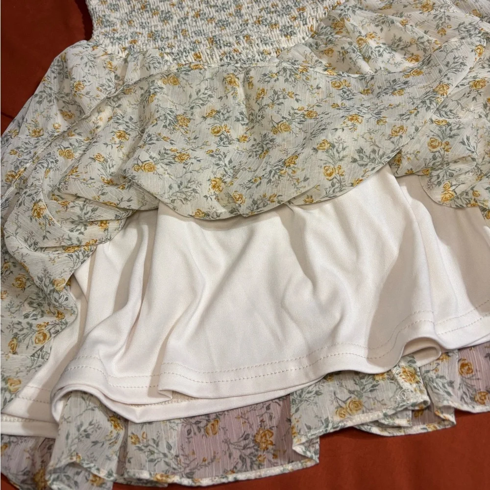NWT Windsor Floral Smocked Mini Dress - Cream and Yellow - Picture 9 of 12